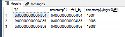 SQL Server 数据库（时间戳 timestamp）类型