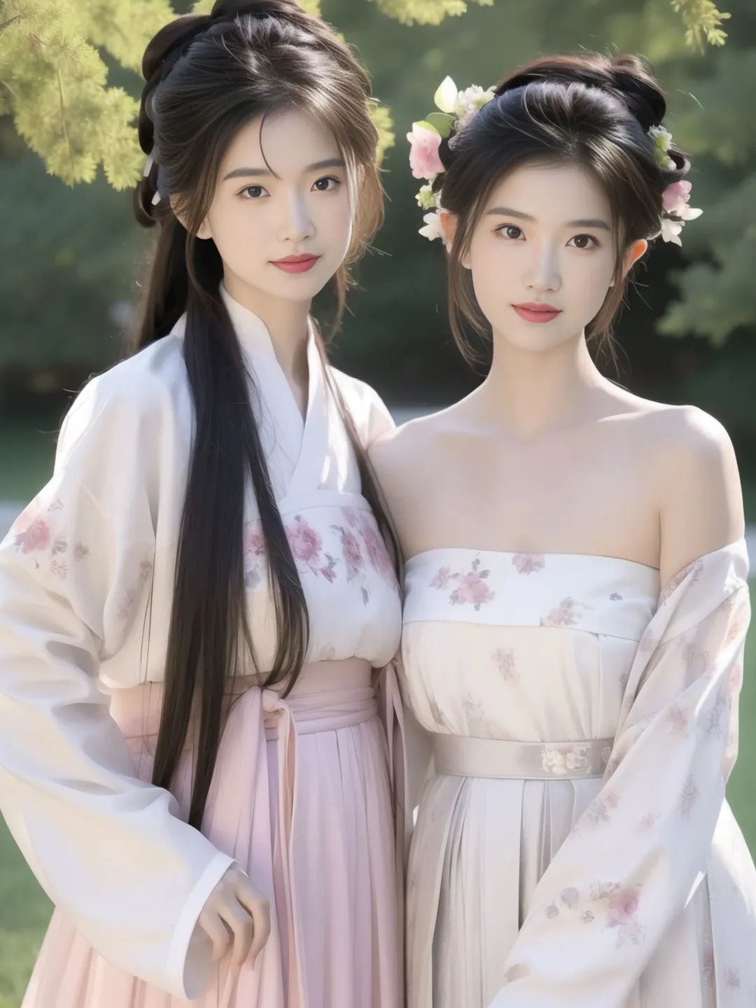 古风汉服下的多情姐妹花,活色生香的美丽令人陶醉 古风汉服下的多情姐妹花,活色生香的美丽令人陶醉