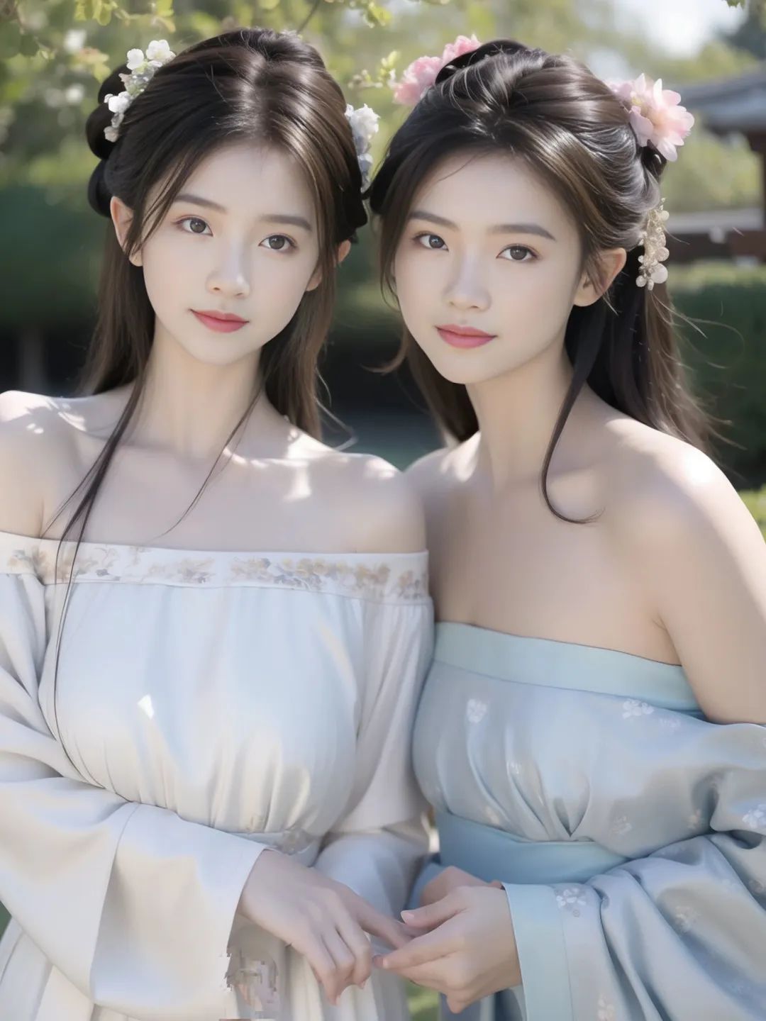 古风汉服下的多情姐妹花,活色生香的美丽令人陶醉 古风汉服下的多情姐妹花,活色生香的美丽令人陶醉