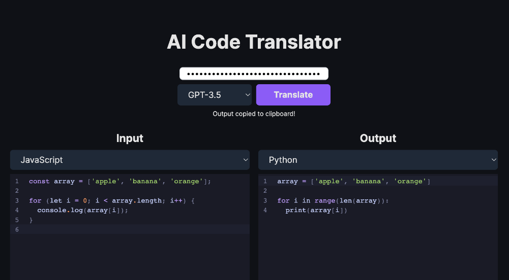 ai-code-translator: 一个快速高效的代码语言转换工具-武穆逸仙